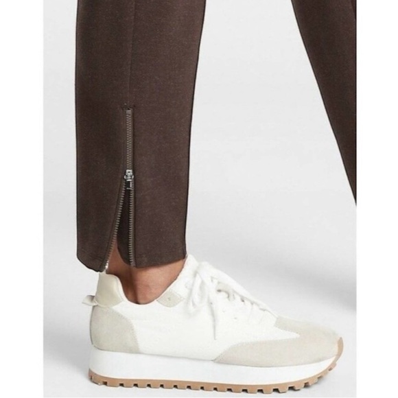 ATHLETA Venice Heathered Pintuck Pants Brown Zip Pockets Women’s Medium Petite - Picture 3 of 11